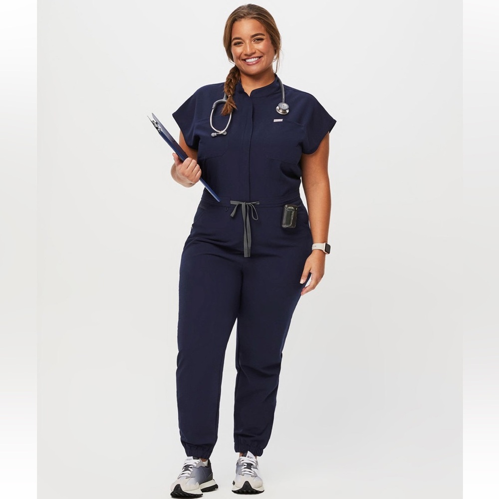 Figs Navy Rafaela Cargo Scrub Jumpsuit
